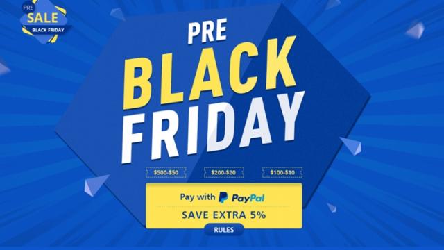 <b>GeekBuying oferă până la 15% reducere în cadrul campaniei Pre Black Friday, dacă alegi plata prin PayPal</b>Încetul cu încetul ne apropiem și de cel mai mare eveniment de shopping al anului și anume Black Friday. Au existat ce-i drept retaileri români ce au demarat asemenea campanii pe tot parcursul anului, dar în mod normal luna 