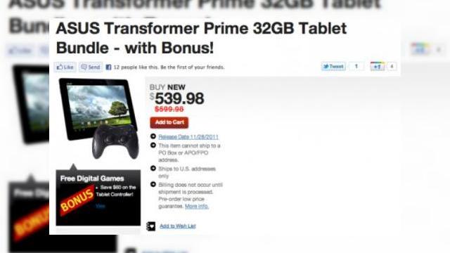 <b>Prima tabletă quad core, gadget pentru gaming?! ASUS Transformer Prime oferit cu un joystick la prețul de 539 de dolari</b>GameStop este de obicei un retailer de jocuri din SUA, care în mod bizar are în oferta printre primii tableta quad core de la ASUS, Transformer Prime. Device-ul Tegra 3 este oferit la pachet cu un joystick și urmează să fie disponibil pe 28...