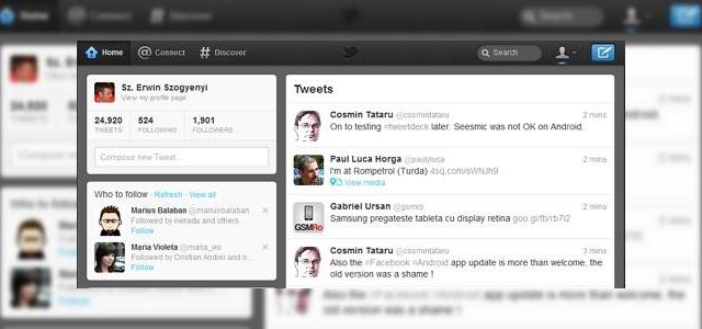<b>Noul design al lui Twitter aduce functia Discover, prezenta mai puternica a companiilor si integrare foto/video mai pregnanta (Video)</b>Celebrul serviciu de microblogging Twitter a oferit în această săptămână utilizatorilor săi o actualizare importantă, care aduce atât un nou design, cât și modificări ale experienței de tweeting. în plus, companiile au acum parte de o...
