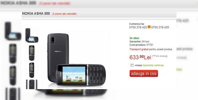 <b>Nokia Asha 300 disponibil acum În România, la prețul de 633 lei</b>După ce am aflat că Nokia Asha 303 a ajuns în România, un alt model de terminal touch and type de la Nokia ajunge în țara noastră, tot prin QuickMobile. Este vorba despre Nokia Asha 300, pe care îl puteți admira mai jos și care vine la prețul...
