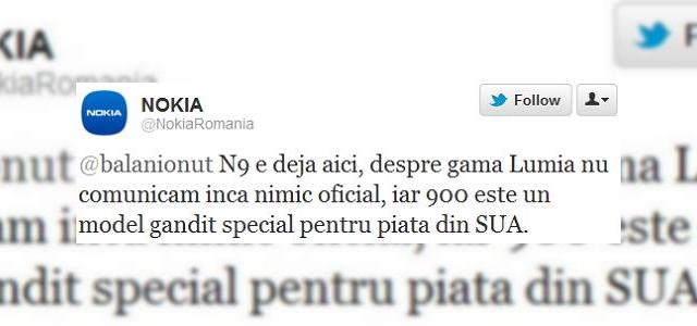<b>Nokia Lumia 900 nu ajunge În România, telefonul a fost gândit special pentru AT&T, SUA</b>De pe contul de Twitter al celor de la Nokia România aflăm ceea ce intuiam deja, că Nokia Lumia 900 este un telefon gândit special pentru piața din SUA. Astfel, putem deduce că terminalul, în varianta sa actuală nu va fi lansat la noi în țară,...