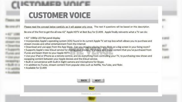 <b>Televizorul Apple HDTV apare Într-un studiu asupra clienților Best Buy: model de 42 inchi, cu preț de 1.499 dolari</b>Retailerul Best Buy are un proiect interesant, care presupune un sondaj asupra clienților săi cu privire la modul în care va arăta televizorul Apple, care a apărut în biografia lui Steve Jobs. Sondajul Best Buy face referire la mai multe produse...