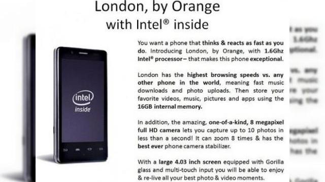 <b>Orange London, un telefon cu procesor Intel apărut Într-un sondaj Orange din greșeală</b>Orange London nu este un nume care să sune prea cunoscut, asta dacă nu îl confundați cu telefonul BlackBerry London. Handsetul și-a făcut apariția într-un studiu recent Orange și a fost semnalat celor de la coolsmartphone. Aspectul interesant...