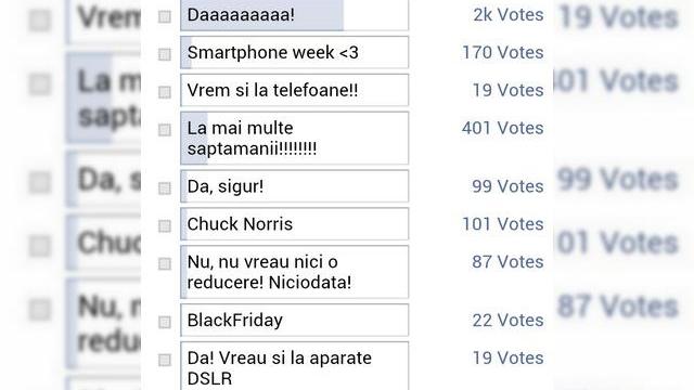 <b>Încă o săptămână de reduceri nebune la eMAG? Sondajul pare a confirma, publicul vrea smartphone-uri cu discount!</b>După săptămâna Crazy Days de reduceri nebune la eMAG, retailerul a postat un sondaj pe pagina sa de Facebook, care întreabă publicul dacă mai vrea încă o săptămână de discounturi. în speranța că nu e doar o glumă de 1 aprilie, observ că...