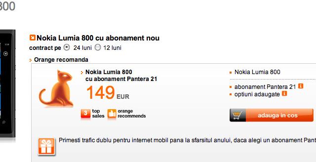 <b>Nokia Lumia 800 În oferta Orange România de la 149 euro</b>V-am relatat aseară de la lansarea Nokia Lumia 800 în mod oficial și în țara noastră - aici. încheiam prin a spune că aștept prețurile la companiile de telefonie mobilă. Uite că Orange le-a afișat deja și găsiți detaliată oferta lor...