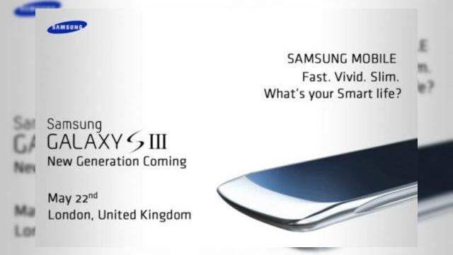 <b>Samsung Galaxy S III din nou Într-o imagine "de presă", se lansează pe 22 mai?</b>Cu câteva săptămâni în urmă am avut câteva zile în care a plouat cu imagini, specificații și detalii despre Samsung Galaxy S III. La acea vreme aflăm că terminalul ar urma să debuteze la Londra pe 22 mai, în urma unui eveniment special...