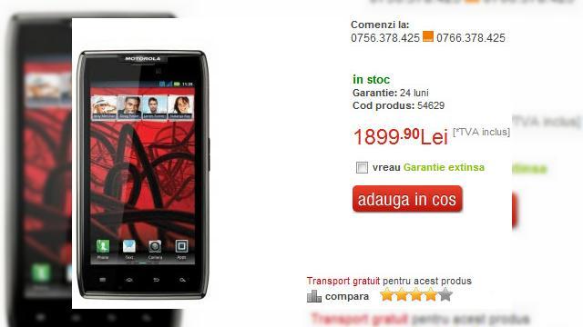<b>Baterie la MAXX! Motorola RAZR MAXX disponibil În România; Iată prețul!</b>Telefonul Android cu bateria cea mai bună a ajuns și în România. Este vorba despre Motorola XT910 RAZR MAXX, in varianta neagra. îl găsiți la Quickmobile.ro, la prețul de 2.523 lei, iar o recenzie a predecesorului Droid RAZR pe Mobilissimo.ro o...