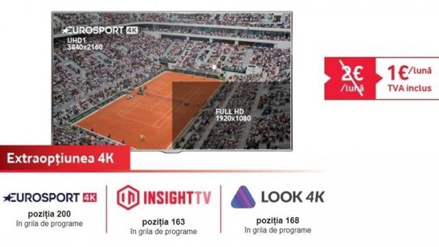 <b>Vodafone îţi oferă Extraopțiunea 4K cu transmisii sportive la rezoluţie ridicată pentru doar 1 euro pe lună: Formula 1, turnee de tenis + sporturi extreme</b>Odată cu integrarea UPC în Vodafone, transmisiunile sportive şi ofertele speciale legate de canale TV de înaltă rezoluţie au ajuns sub umbrela Vodafone. Astfel, aflăm de Extraopțiunea 4K