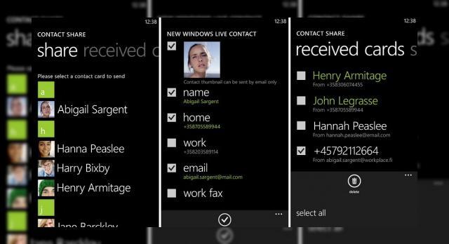 <b>Nokia a lansat aplicația Contacts Share pentru telefoanele din seria Lumia</b>Nokia nu a uitat de device-urile sale din seria Lumia cu Windows Phone 7. Au lansat o altă aplicație numită Contacts Share. Aceasta permite să împărtășești / să dai share unui contact către o altă persoană via vcards. Poți seta ce...