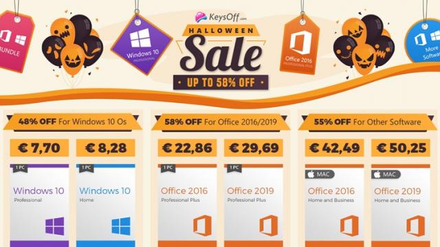 <b>(P) De Halloween licențele Windows 10 sunt mai ieftine, de la 5.8 euro per PC; Iată oferta specială Keysoff</b>Sărbătoarea de Halloween nu aduce doar dulciuri celor care merg la colindat, ci și reduceri speciale. Dacă tocmai ce ți-au achiziționat un laptop sau PC nou și ai nevoie și de o licență Windows 10, află că site-ul