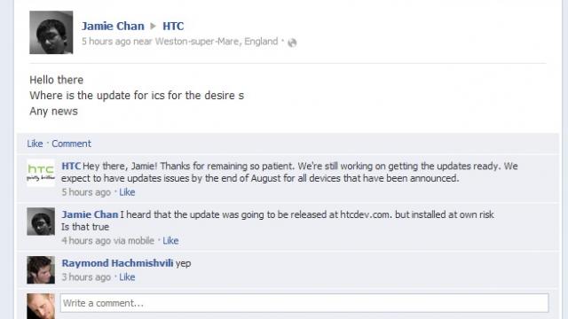 <b>HTC reconfirma că modelele Desire S, Thunderbolt și altele vor primi Android 4.0 În această lună</b>Deși modele ca HTC Sensation, Sensation XE și altele au primit deja Android 4.0 ICS, există și posesori de terminale HTC de top care nu au avut parte de actualizarea la Ice Cream Sandwich. Pe aceștia HTC îi liniștește promițându-le că update-ul...
