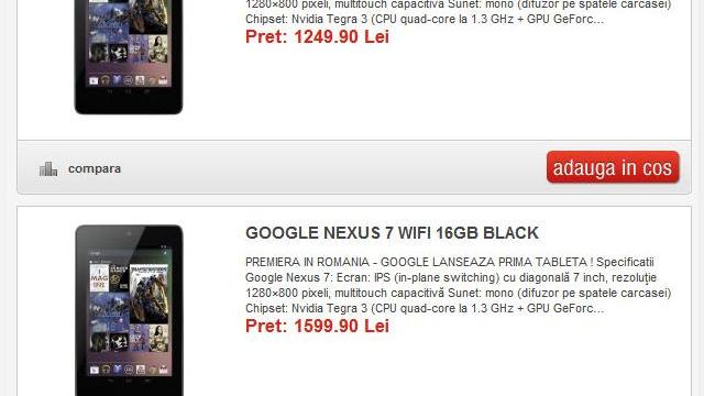 <b>Tableta Google Nexus 7 În România prin QuickMobile.ro - iată prețurile!</b>Quickmobile.ro a postat deja două pagini de produs pentru tableta Google Nexus 7, mult așteptatul terminal quad core cu ecran de 7 inch, care în SUA costă 200 de dolari. Deocamdată produsul e în stadiul de "verifica stoc" și sunt sigur că în...