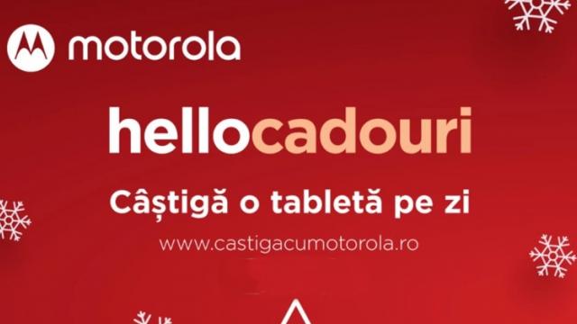 <b>Motorola porneşte campania #hellocadouri, îţi oferă cadou o tabletă Lenovo pe zi</b>Pentru că suntem în luna decembrie începem să ne gândim la Crăciun, cadouri şi momente petrecute cu cei dragi. Motorola a dat la rândul său startul unei campanii potrivite acestei perioade de sărbători, sub numele de #hellocadouri.