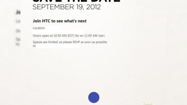 <b>HTC lansează noi terminale pe 19 septembrie, să fie vorba de primul lor phablet? O nouă tabletă?</b>E luna lansărilor se pare și după IFA 2012, astăzi începe Nokia World 2012, iar Motorola are la rândul său programat un eveniment pentru azi. Apple are marea conferința de pe 12 septembrie, în cadrul căreia îl va anunța pe iPhone 5 și acum...
