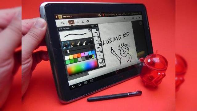 <b>Samsung Galaxy Note 10.1 review - o tabletă puternică, cu un stylus superdotat, ecran ușor dezamăgitor (Video)</b>După ce ne-am jucat cu ceea ce aș numi tabletele anului 2012 și anume Nexus 7, iPad 3 și ASUS Transformer Pad Infinity, iată că ne-a sosit în teste și faimoasă tableta Samsung Galaxy Note 10.1. Aceasta este pe hârtie cea mai puternică tableta...