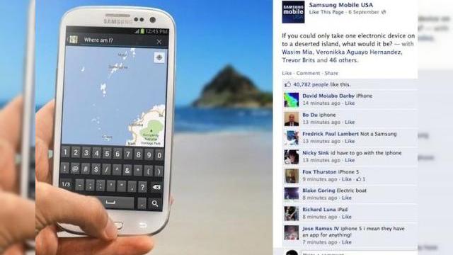 <b>Samsung a fost trollata pe propriul cont de Facebook În cadrul unei campanii promoționale! Lumea vrea un iPhone 5!</b>Atunci când Samsung a pus o întrebare cu privire la ce device ai lua cu tine pe o insulă pustie, nimeni nu s-ar fi gândit că asta se va transforma în prilej de trolling după lansarea lui iPhone 5. întrebarea a fost pusă pe contul de Facebook...