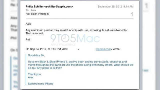 <b>Apple răspunde la scandalul cu zgârieturile carcasei lui iPhone 5; Iată presupusul email de la Phil Schiller!</b>înainte de toate vă recomand să priviți întreabă poveste cu circumspecție... Se pare că senior vicepreședintele de marketing de la Apple, Phil Schiller ar fi răspuns la mailul unui posesor de iPhone 5, nemulțumit de problema denumită Scuff...