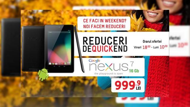 <b>Google Nexus 7 de 16 GB la promoție În weekend</b>Una dintre cele mai bine cotate tablete Android în acest moment este Google Nexus 7. La sfârșitul lui octombrie, Google a anunțat o versiune cu 32 GB de stocare, alta cu 32 GB și 3G, Nexus 7 cu 8 GB nu se mai fabrică. &nbsp; QuickMobile pune la...