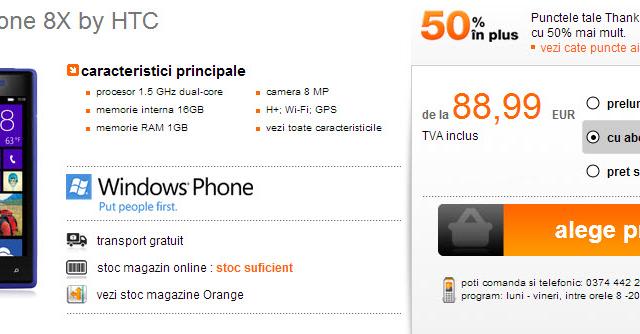 <b>HTC 8X disponibil la Orange România sub numele de HTC Accord; Prețuri de la 88.99 euro!</b>Cunoscut ca Windows Phone 8X by HTC sau pur și simplu HTC 8X, modelul high end Windows Phone 8 de la HTC a ajuns și în România prin Orange. Aceștia vând handsetul și sub numele de cod HTC Accord (titlul paginii) și prețul sau pornește de la...