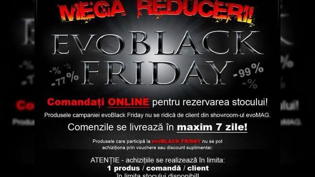 <b>Ultima zi de Black Friday la evoMAG.ro! Iată ultimele reduceri pe care le puteți prinde!</b>Astăzi fiind duminică este ultima zi de Black Friday la majoritatea retailerilor de la noi, inclusiv evoMAG.ro, care mai are câteva oferte interesante disponibile. De remarcat faptul că serverul evoMNAG.ro funcționează OK, un motiv în plus pentru...