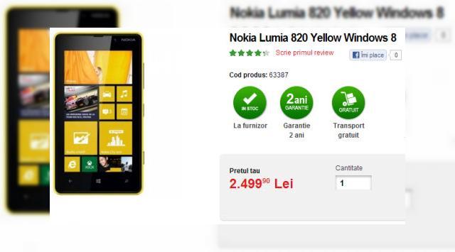 <b>Nokia Lumia 820 disponibil prin precomanda la QuickMobile; Iată prețul!</b>La începutul toamnei Nokia a prezentat primele sale modele Windows Phone 8, Lumia 820 și Lumia 920 și iată că acestea încep să sosească și în țara noastră, în sfârșit. Primul, Nokia Lumia 820 tocmai este disponibil la Quickmobile.ro prin...