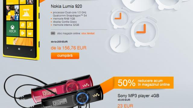 <b>Orange Își promovează magazinul online cu reduceri de până la 90%. Află toate detaliile</b>Pe Orange.ro veți găsi reduceri de până la 90% în perioada 1 aprilie - 15 aprilie 2013. Reducerile vor fi aplicate la telefoane mobile, tablete, căști, camere foto și video, rame foto, huse pentru telefoane, hard disk-uri externe, diverse...