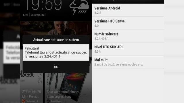 <b>HTC One primește actualizarea OTA la Android 4.2.2 și În România</b>După ce v-am informat că HTC One dual SIM a primit actualizarea la Android 4.2.2, aceasta a sosit și pe HTC One în varianta internațională. Au urmat unele probleme în Asia, semnalate mai ales în Taiwan și după o mică întârziere, iată că...
