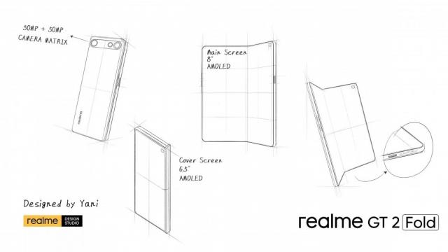 <b>realme GT 2 Fold ar putea primul telefon pliabil realme; Apare în primele schiţe</b>După ce am aflat detalii despre un realme GT 2 Pro zilele trecute, azi trecem în altă sferă şi gama de produs, dar tot unul realme. E vorba despre un prim telefon pliabil al companiei externalizate din OPPO, un aşa numit realme GT 2 Fold, care tocmai