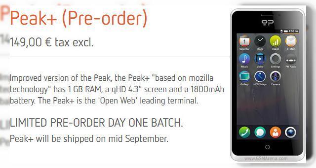 <b>Geeksphone Peak+, telefon Firefox cu 1 GB RAM și preț de 150 disponibil acum la precomanda</b>Geeksphone a început să accepte precomenzi pentru noul său telefon cu Firefox OS: Geeksphone Peak+. Terminalul costă doar 150 de euro și reprezintă doar un mic upgrade față de varianta Peak originală. &nbsp; E vorba despre cantitatea de RAM, care...