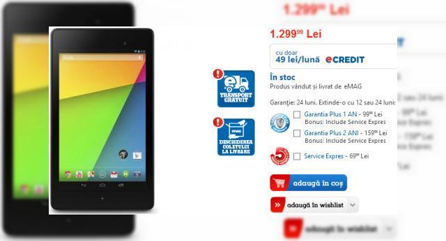 <b>Google Nexus 7 2013 a ajuns În stocurile eMAG!</b>eMAG poate spune ca dat o mică lovitură și listează Google Nexus 7 2013 în stoc. A luat fața la magazinele concurente care abia peste câteva zile vor avea cea mai dorită tabletă de 7 inch cu Android. &nbsp; A sosit varianta cu 16 GB și...