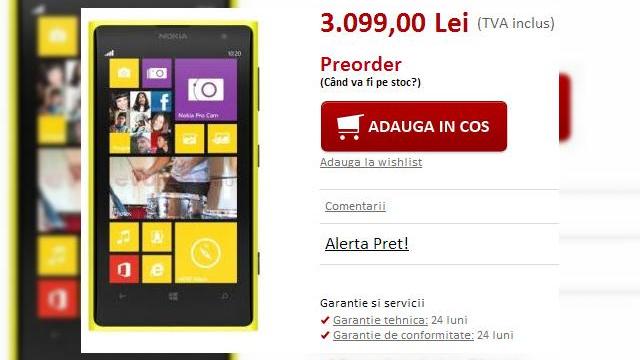 <b>Nokia Lumia 1020 disponibil prin precomandă la evoMAG.ro; Iată prețul!</b>Mult așteptatul telefon Nokia Lumia cu camera de 41 de megapixeli, Nokia Lumia 1020 este acum disponibil prin precomanda la evoMAG.ro. Terminalul este oferit pe galben, alb și negru și costă 3.099 lei. &nbsp; Aspectul prin care iese în evidență...