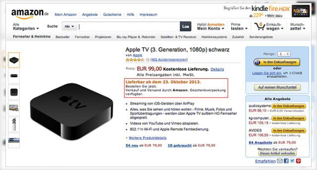<b>Apple ar putea lansa o nouă generație de Apple TV, cu preț de 99 de euro (Amazon confirmă)</b>Bănuiam că evenimentul Apple de săptămâna viitoare ne va aduce mai mult decât două iPad-uri noi, mai ales că ar fi cazul unui refresh al seriei MacBook, iMac și iPod. Ei bine și Apple TV se pregătește de o nouă versiune, mai ales dacă ne...