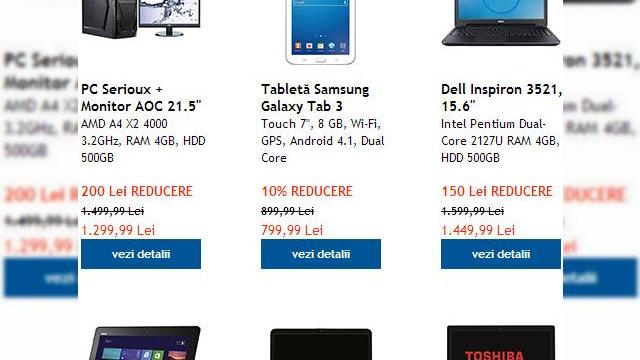 <b>Un nou val de promoții la eMAG.ro: tablete, telefoane și laptopuri la prețuri reduse</b>eMAG.ro ne propune încă o săptămână de reduceri, asta ca să ne facem încălzirea înainte de Black Friday, de care ne mai despart câteva săptămâni. în intervalul 23 octombrie - 29 octombrie vom avea parte de reduceri la telefoane, tablete și...