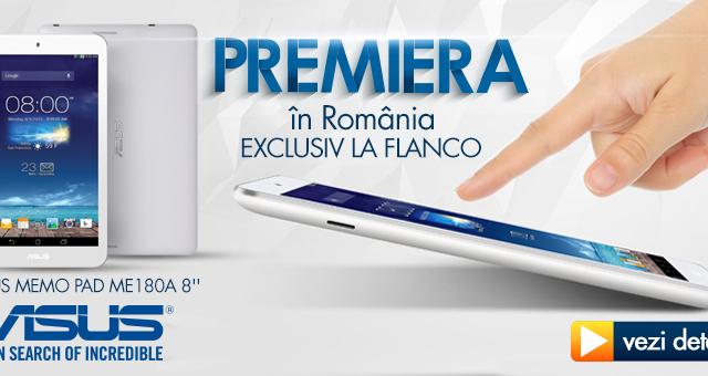 <b>Tableta ASUS MeMo Pad 8 disponibilă acum În România; Iată prețul!</b>Săptămâna trecută a debutat în România prin Flanco tableta ASUS MeMo Pad 8, prezentată la IFA 2013 în Berlin, la începutul lunii trecute. Acest terminal vine la prețul de 1.199 lei și este un device cu ecran HD de 8 inch. &nbsp; Producătorul...