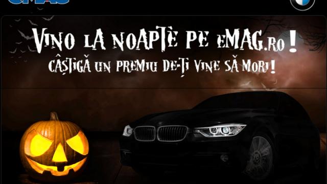 <b>eMAG.ro oferă un premiu Înfricoșător de tare În noaptea de Halloween!</b>eMAG.ro a postat azi un teaser pe site-ul sau cu privire la un super premiu acordat celor care intră pe site-ul lor diseară. în imagine vedem clar că e vorba de o campanie de Halloween, cu acei lilieci pe fundal și fontul tip Dracula. &nbsp; De...