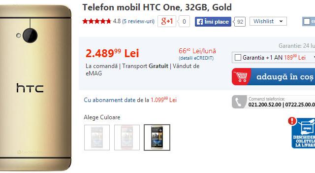 <b>eMAG.ro aduce HTC One Gold În România și noul HTC Desire 700</b>După sosirea mult așteptată a lui LG G Flex în oferta celor de la eMAG.ro, pe care v-o anunțăm ieri, iată că azi găsim alte 2 terminale interesante în oferta retailerului. E vorba despre HTC Desire 700 și HTC One, în varianta aurie. &nbsp; HTC...