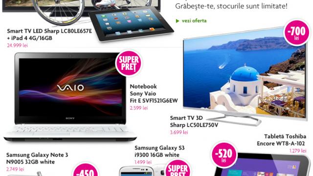 <b>Domo pune la bătaie 10 oferte speciale de weekend În perioada 11-13 ianuarie 2014</b>Pentru că nu e mare lucru de făcut la PC într-o după amiază leneșă de weekend, putem să ne apucăm să cheltuim primele de Crăciun pe gadgeturi. Domo pune la bătaie cel puțin 10 oferte atractive de weekend, pe care le găsiți mai jos. &nbsp;...