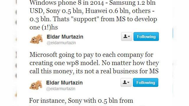 <b>Microsoft aruncă cu miliarde În Samsung, Sony și Huawei pentru a-i produce telefoanele Windows Phone</b>Se pare că nu doar Nokia primea o finanțare masivă de la Microsoft în zilele când nu aparținea încă de gigantul american. Acum Microsoft e gata să ofere miliarde de dolari celor de la Samsung, Sony și Huawei și asta doar pentru a produce...