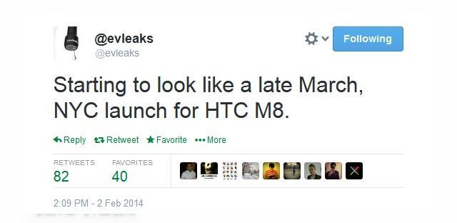 <b>HTC M8 ar putea fi lansat oficial În New York la sfârșitul lunii martie</b>Potrivit unei postări recente a lui Evan Peters, binecunoscutul zvonac din spatele contului de twitter @evleaks, se pare că lansarea oficială a lui HTC M8 va avea loc la sfârșitul lunii martie în cadrul unui eveniment ce se va desfășura în New...