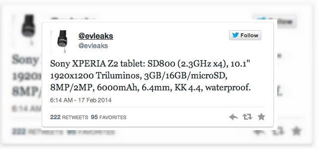 <b>Sony Xperia Z2 Tablet, noua tabletă flagship Sony Își dezvăluie specificațiile</b>Ca de obicei @evleaks&nbsp;își face treaba și dezvăluie o serie de specificații proaspete pentru un terminal nelansat încă. De această dată este vorba despre Sony Xperia Z2 Tablet, o nouă tableta flagship de la Sony. &nbsp; Acest model va sosi...