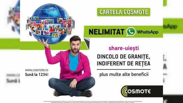 <b>Cosmote lansează noi extraopțiuni pentru cartelele prepaid; acces nelimitat WhatsApp plus minute nelimitate În rețea</b>Astăzi, 27 februarie, operatorul Cosmote România anunță lansarea a 4 noi extraopțiuni ce vor fi disponibile pentru utilizatorii de cartele pre-pay Cosmote sau Vibe. Aflăm că 3 dintre aceste noi extraopțiuni vor oferi acces nelimitat în aplicația...