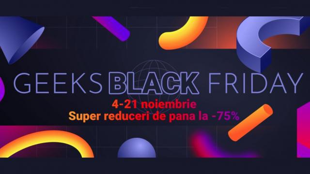 <b>Cele mai mari reduceri din an sunt acum pe GeekMall.ro de Black Friday, discount-uri de până la 75% până pe 21 noiembrie</b>Și cei de la GeekMall.ro participă în acest an la campania de Black Friday, un eveniment organizat în două etape. Prima parte a demarat încă din data de 4 noiembrie, iar de astăzi, 9 noiembrie, spunem bun venit noilor promoții