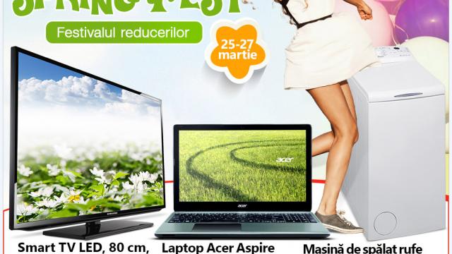 <b>Festivalul reducerilor de primăvară Începe la eMAG.ro: Smart TV Samsung la 1299 lei, tabletă Samsung la 499 lei</b>eMAG.ro da startul unei noi serii de reduceri de primăvară, sub numele de Spring Fest, incluzând o serie de prețuri reduse la produsele sale. Am remarcat o serie de televizoare, tablete și telefoane care v-ar putea interesa și le găsiți mai jos....