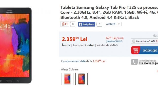 <b>Noile tablete Samsung Galaxy Tab Pro 8.4, respectiv Galaxy Tab Pro 12.2 disponibile de acum În stocul eMAG.ro</b>Lansate anul acesta în cadrul show-ului CES 2014, iată că unele dintre noile tablete Samsung din gama Galaxy Tab Pro au poposit și în România, după cum și cei de la Samsung România au precizat pe cale oficială acum mai bine de 2 săptămâni....