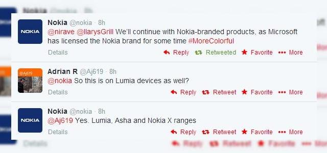 <b>Microsoft promite că brandul Nokia va fi păstrat pentru viitoarele device-uri Lumia, Asha și Nokia X</b>Chiar dacă achiziția Nokia Devices de către Microsoft s-a încheiat chiar ieri, se pare că cei de la Microsoft nu vor renunța complet la numele Nokia, ci dimpotrivă, au de gând să producă în continuare terminale sub brand Nokia spre deliciul...
