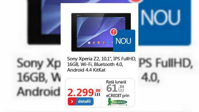 <b>Tableta Sony Xperia Z2 disponibilă de astăzi și În stocurile celor de la eMAG.ro</b>Una dintre cele mai puternice tablete lansate de curând pe piață, și anume Sony Xperia Z2 Tablet a ajuns recent și pe plan local, iar începând de astăzi aceasta poate fi achiziționată și prin intermediul magazinului online eMAG.ro. Acesta...