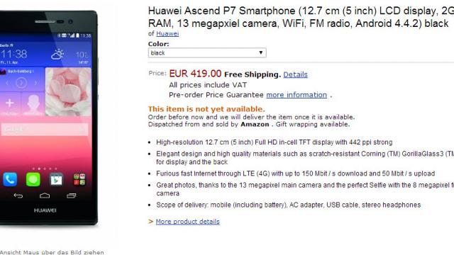 <b>Huawei Ascend P7 primește un preț pentru piața din Europa: 419 euro; Vine În magazine În iunie</b>Huawei a anunțat nu cu mult timp în urma flagshipul sau cu Android pe acest an, modelul Ascend P7. Acest smartphone cu ecran de 5 inch primește astăzi și un preț și anume 419 euro pentru piața din Europa. Acest produs va sosi în magazine în...