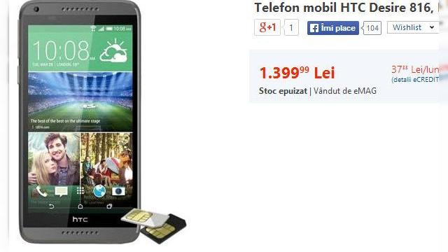 <b>HTC Desire 816 e la mare căutare În România; Stocuri golite la retaileri sau produse aflate doar la furnizori!</b>După ce am văzut că în China precomenzile lui HTC Desire 816 erau foarte mari și după ce vedeam că analiștii estimau că dacă HTC revine pe profit și pe creștere, atunci Desire 816 va fi motorul creșterii, iată că azi avem și o dovadă...