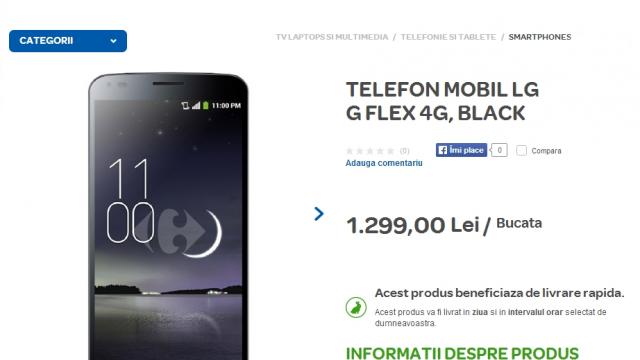 <b>LG G Flex beneficiază de un super preț de doar 1299 lei prin intermediul Carrefour Online!</b>Ajuns în redacția Mobilissimo la începutul acestui an, mai precis în luna februarie, iată că unul dintre primele device-uri curbate de pe piață, și anume LG G Flex beneficiază acum de un super preț prin intermediul Carrefour Online. Dacă în...