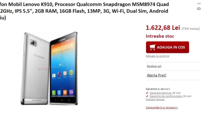 <b>Lenovo Vibe Z K910, S650, S660 și S850 disponibile acum prin intermediul evoMAG.ro</b>Iată că astăzi se dovedește a fi o zi destul de fericită pentru fanii Lenovo din România care doreau achiziția unui nou terminal realizat de către această companie. Retailer-ul evoMAG.ro a adus nici mai mult, nici mai puțin de 4 noi modele...